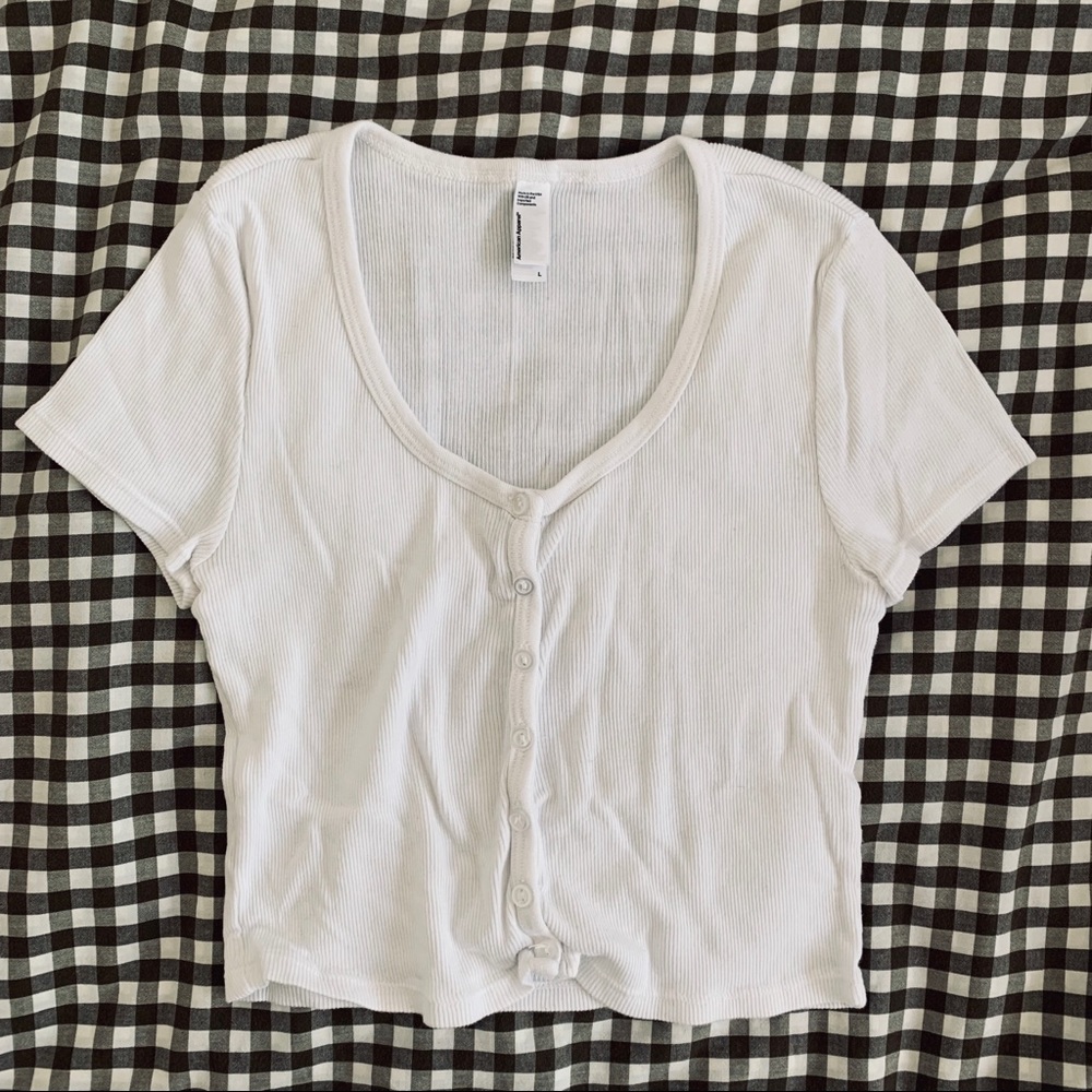 American apparel white button crop top